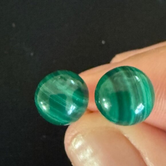 14K Yellow Gold Malachite Stud Earrings - Picture 4 of 4